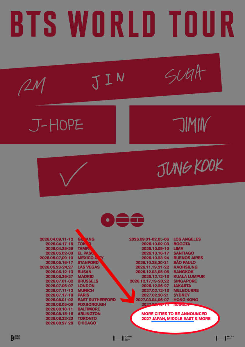BTS WORLD TOUR 2026 のライブ日程について | 海外の反応アイドル通信